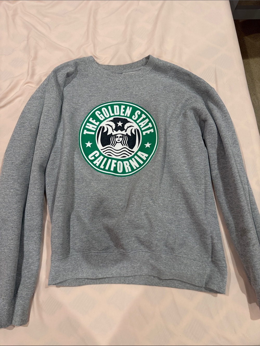 Gray Crewneck Sweatshirt with Green California Emblem
